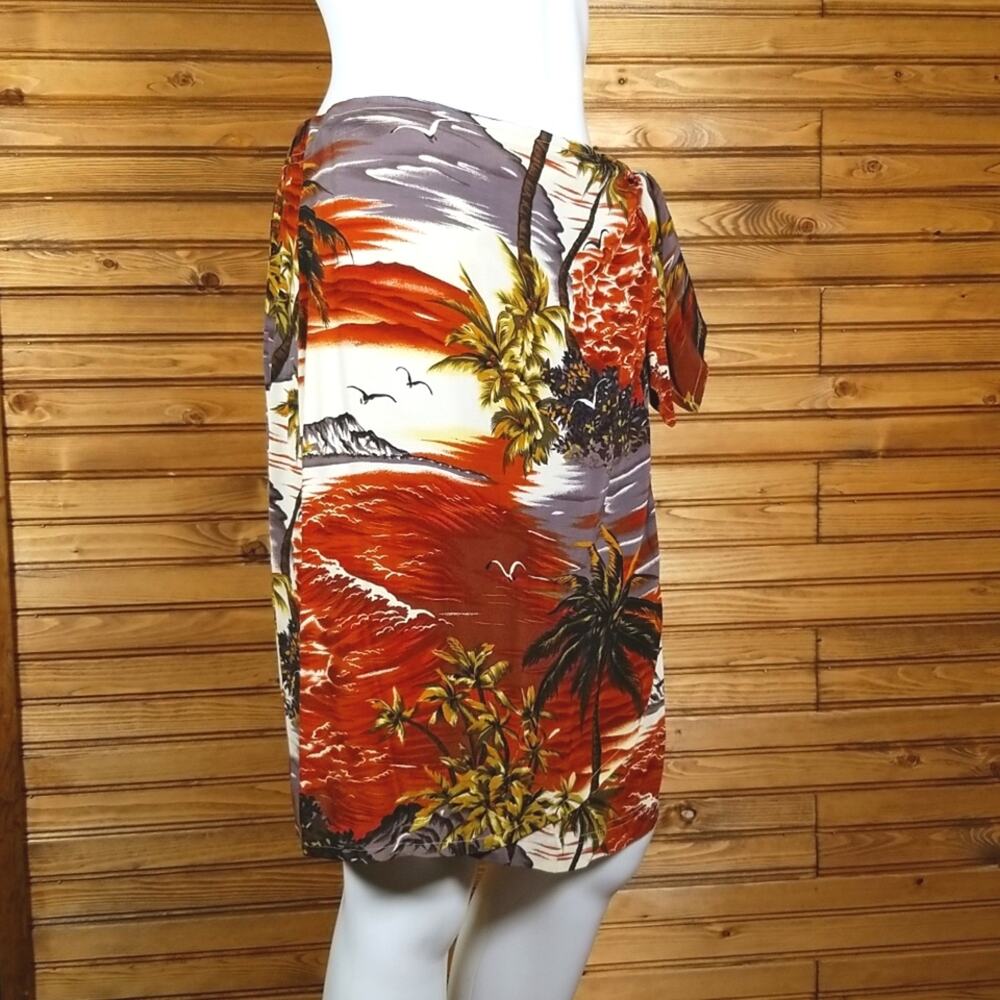 Carole Little Sport Rayon Wrap Skirt Paradise Island Mural Graphic Size Medium - Picture 2 of 8